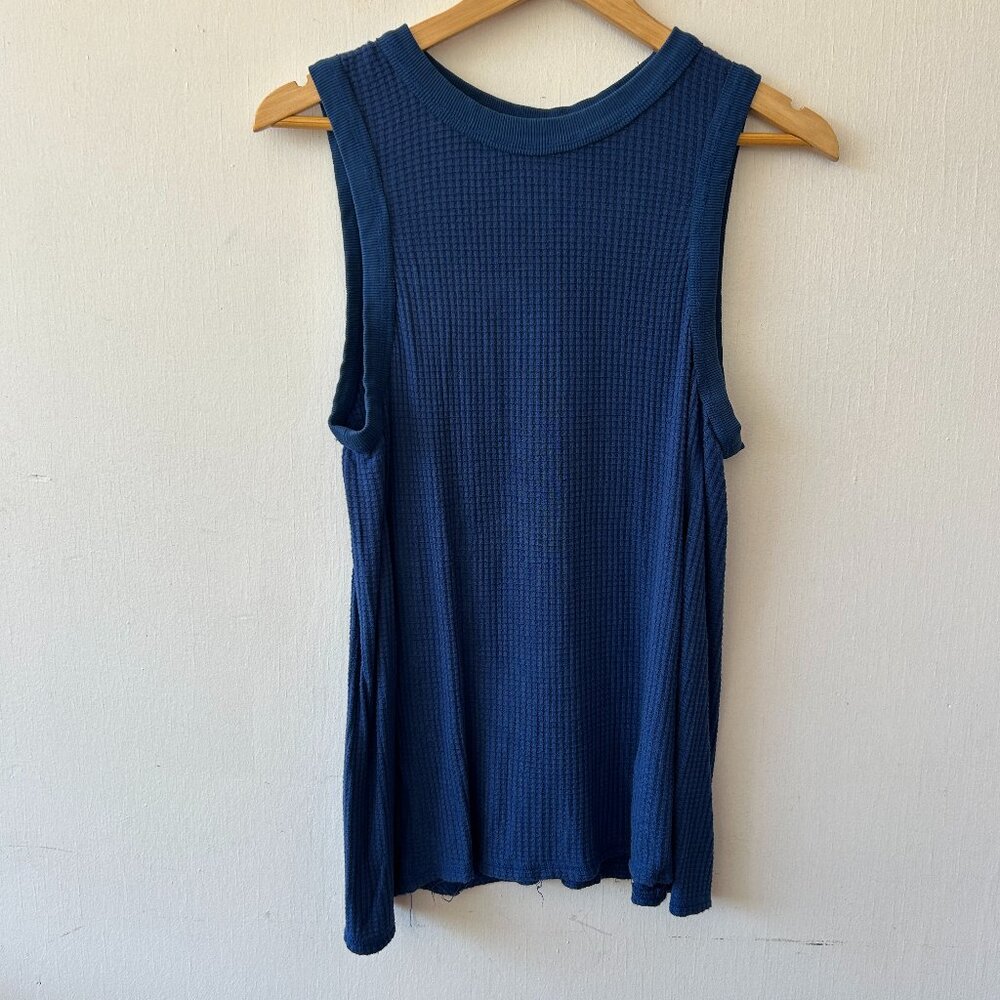 Sundance Sleeveless Thermal Tank Top Womens XL Blue Cottage Boho Staple Western